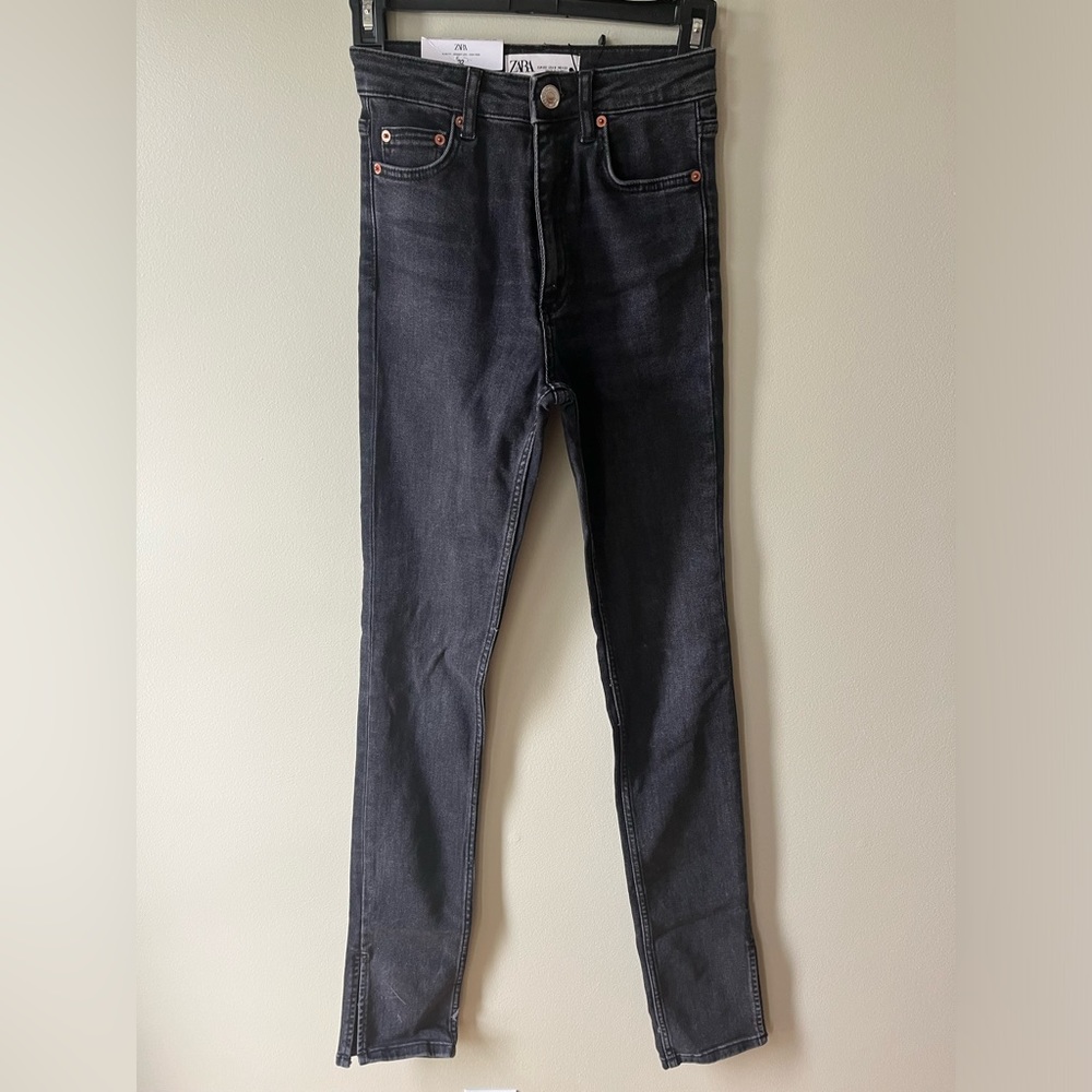 Zara Ash Black Skinny jeans with split hem